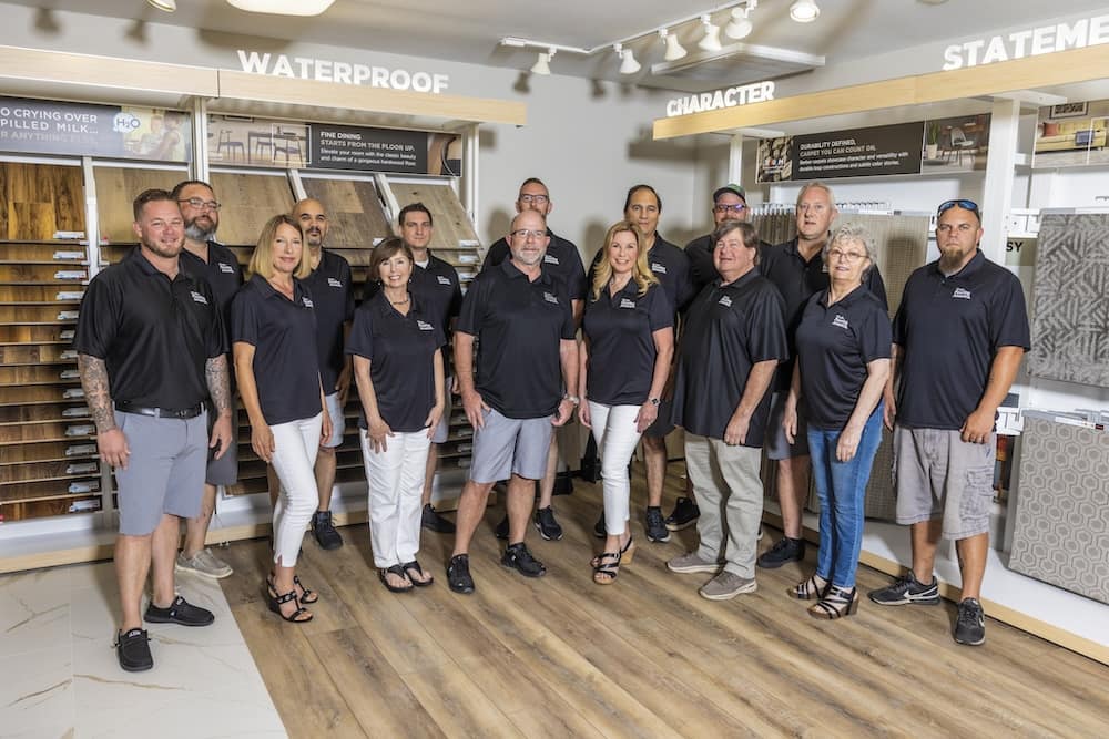 Our Destin flooring store staff in our showroom