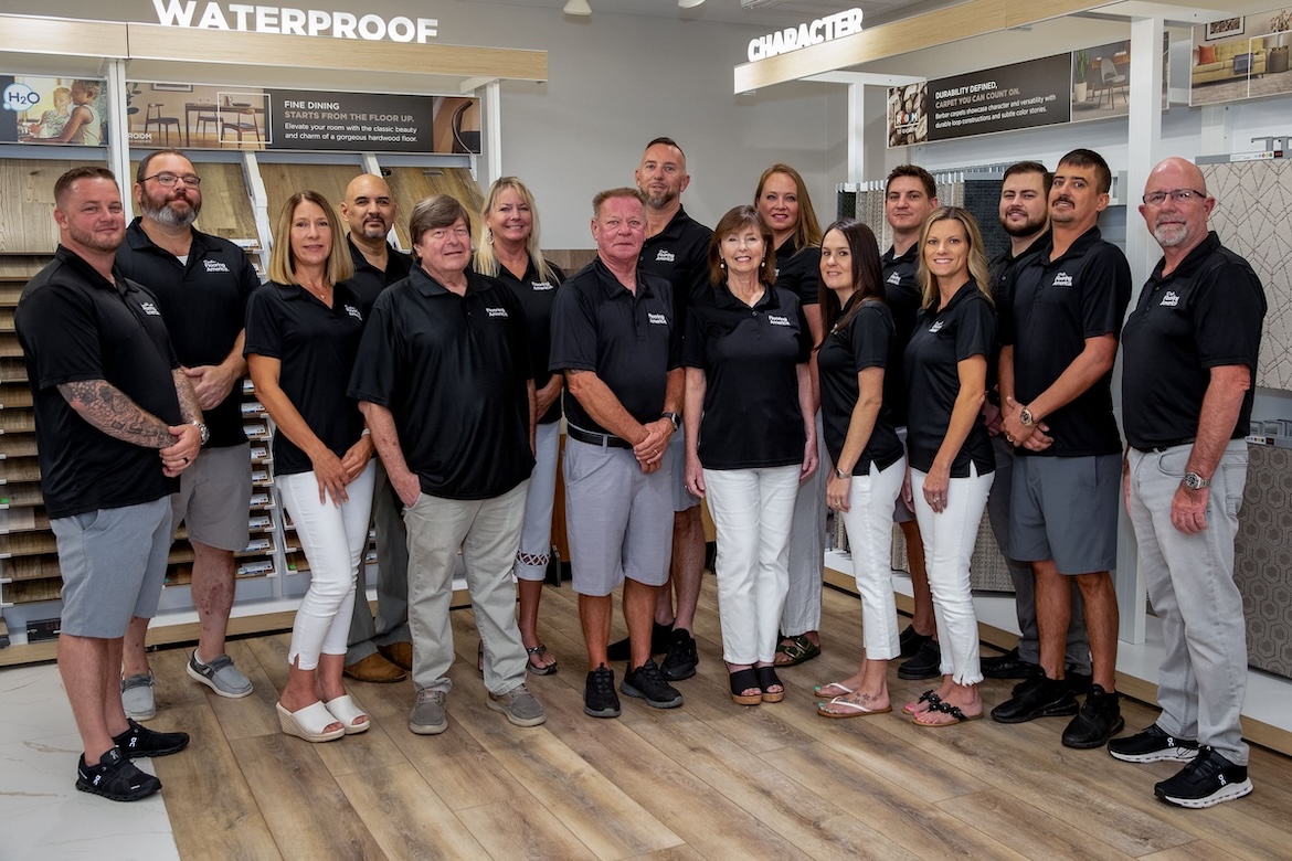 Our Destin flooring store staff in our showroom