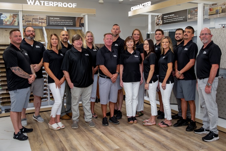 Our Destin flooring store staff in our showroom